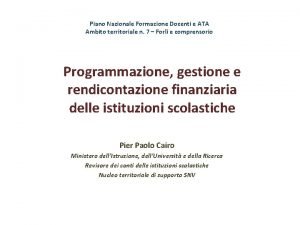 Piano Nazionale Formazione Docenti e ATA Ambito territoriale