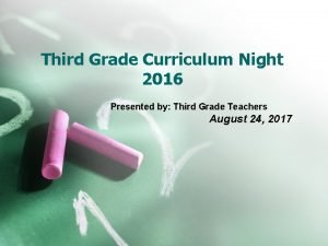 Third Grade Curriculum Night 2016 Presented by Third