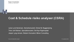 Region Hovedstaden Center for konomi Cost Schedule risiko