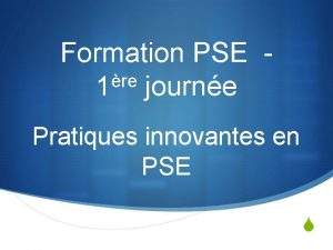 Formation PSE re 1 journe Pratiques innovantes en