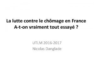 La lutte contre le chmage en France Aton