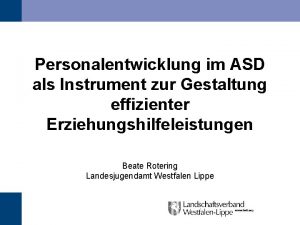 Personalentwicklung im ASD als Instrument zur Gestaltung effizienter