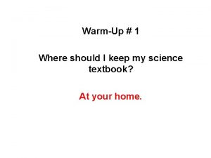 Scientific method warm up