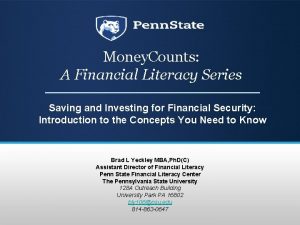 Money Counts A Financial Literacy Series Saving and