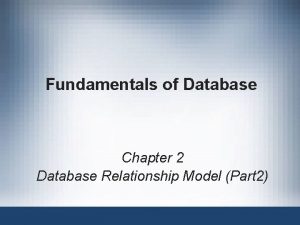 Fundamentals of Database Chapter 2 Database Relationship Model