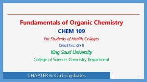 Fundamentals of Organic Chemistry CHEM 109 For Students