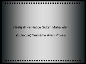 Nesliah ve Hatice Sultan Mahalleleri Sulukule Yenileme Avan