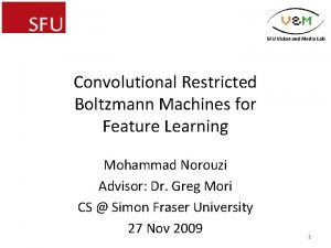 Convolutional Restricted Boltzmann Machines for Feature Learning Mohammad