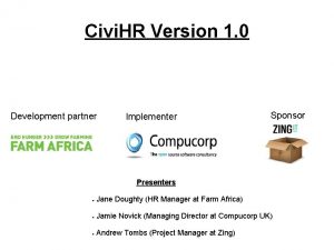 Civi HR Version 1 0 Development partner Implementer