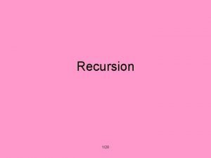 Recursion 128 Introduction to Recursion Recursive procedures are