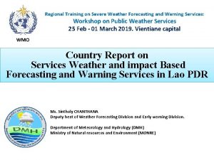 Regional Training on Severe Weather Forecasting and Warning