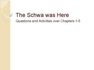 The Schwa was Here Questions and Activities over