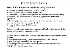 Fluid statics Fluid statics