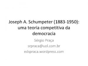 Joseph A Schumpeter 1883 1950 uma teoria competitiva