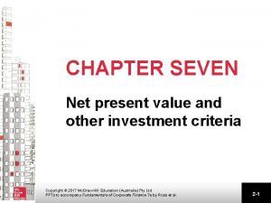 Net present value of investment