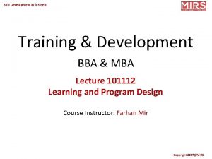 Skill Development at its Best Training Development BBA