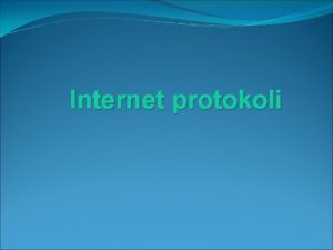 Internet protokoli Umesto uvoda Poreenje sa ljudima Verovatno