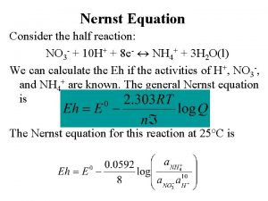 Nernst equation derivation