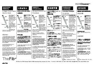 HUXCleaner Instruction MANUAL MANUEL dinstruction InAdaptor Ferrule Cleaner