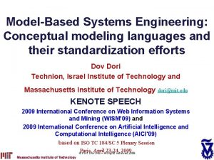 ModelBased Systems Engineering Conceptual modeling languages and their