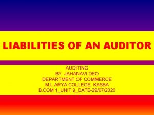 Criminal liabilities of an auditor