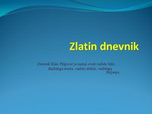 Dnevnik zlate filipović