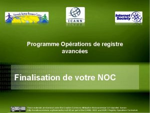 Programme Oprations de registre avances Finalisation de votre