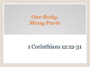 Corinthians one body many parts