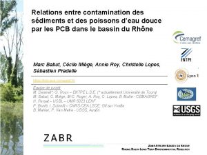 Relations entre contamination des sdiments et des poissons