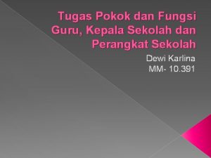 Tugas pokok dan fungsi guru