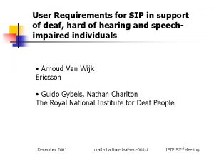 User Requirements for SIP in support of deaf