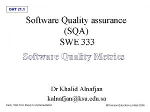 Quality assurance formula