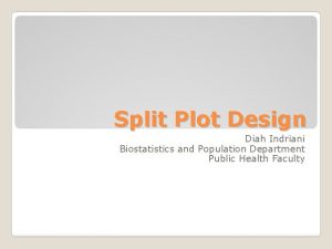 Split Plot Design Diah Indriani Biostatistics and Population