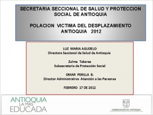 SECRETARIA SECCIONAL DE SALUD Y PROTECCION SOCIAL DE