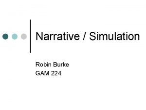 Narrative Simulation Robin Burke GAM 224 Outline Quiz