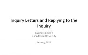 Inquiry Letters and Replying to the Inquiry Business