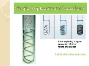 Single Replacement Reactions Silver replacing Copper in reaction