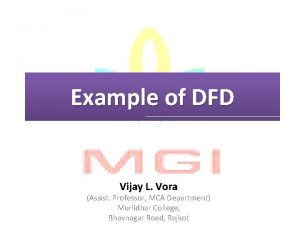 Example of DFD Vijay L Vora Assist Professor