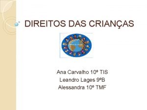 DIREITOS DAS CRIANAS Ana Carvalho 10 TIS Leandro