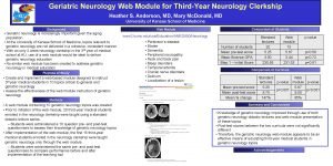 Geriatric Neurology Web Module for ThirdYear Neurology Clerkship