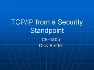 TCPIP from a Security Standpoint CS480 b Dick