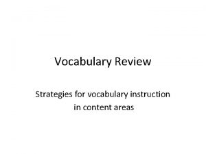 Vocabulary overview guide