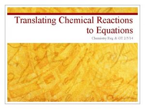Translating chemical equations