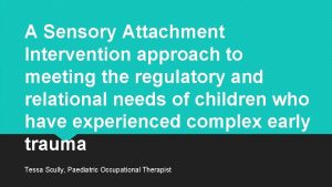 Sensory attachment intervention training