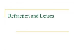Refraction in lenses
