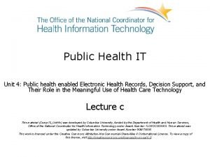 Public Health IT Unit 4 Public health enabled