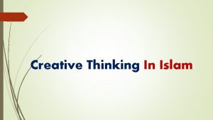 Creative thinking in quran