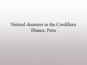 Natural disasters in the cordillera region