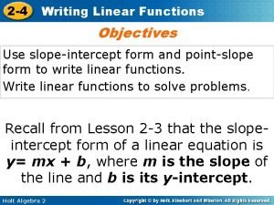 Writing linear functions