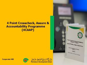4 Point Crosscheck Assure Accountability Programme 4 CAAP